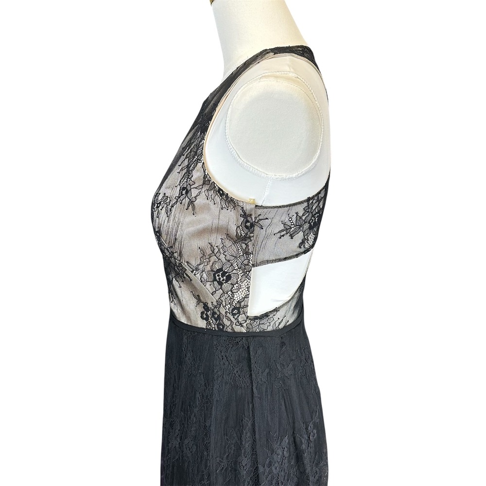 JS Collection Black Lace Maxi Dress‎ Sheer Skirt High Slit Racerback Cutout Gown - Picture 6 of 10